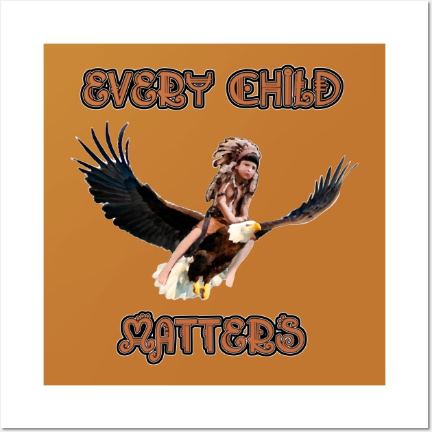 Every child matters. Child riding a bald eagle. Wall Art by SafSafStore